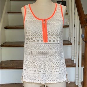 Lace-style top with neon trim